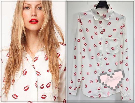 Blusa com estampa de beijinhos